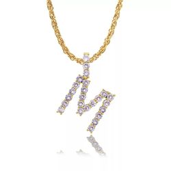18K Gold Pl Stainless Steel Letter CZ