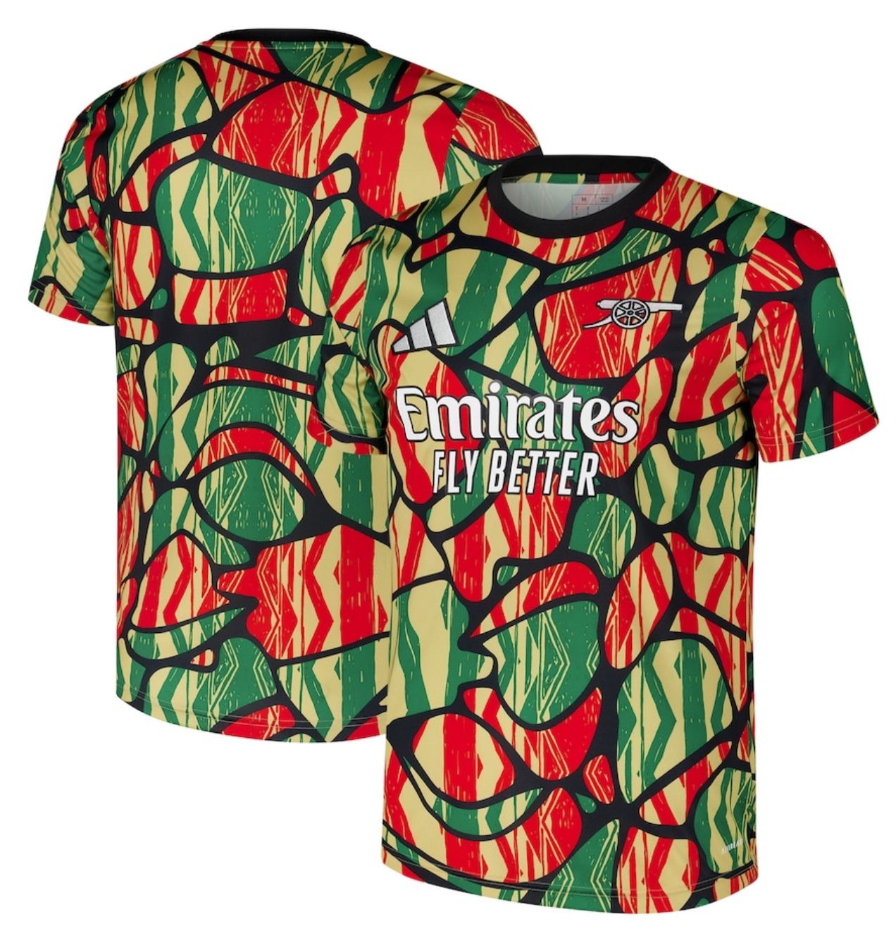 Men's adidas Red Arsenal 2024/25 Pre-Match Top, Red/Green, Sizes Med or 2XL