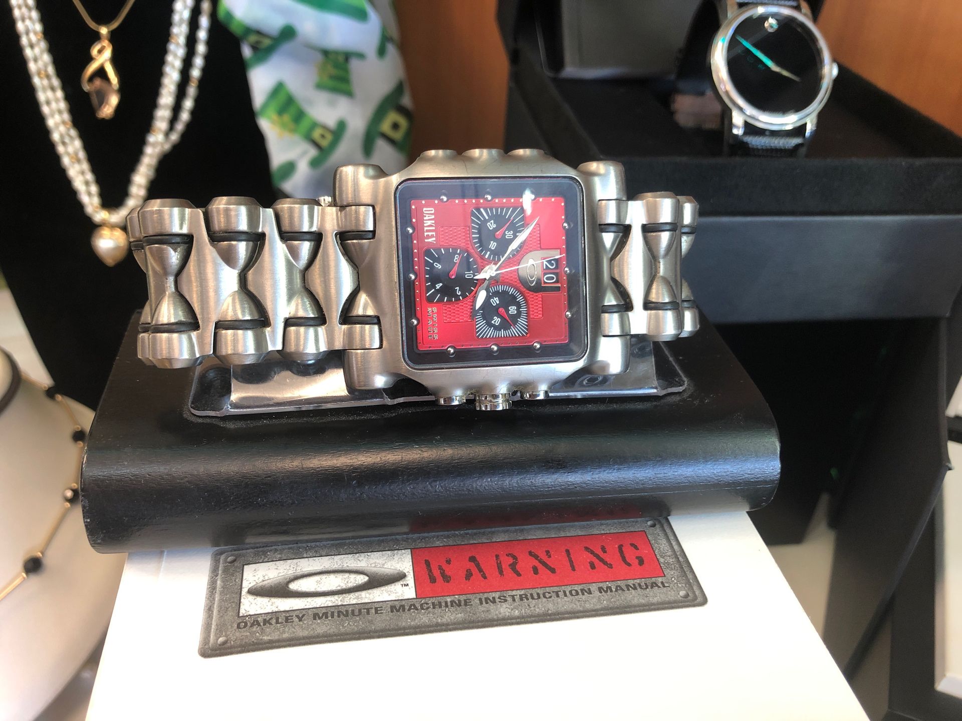 Oakley minute machine titanium watch with time tank hollowpoint band sells for $1500 on eBay. Cashbox price is $1250.