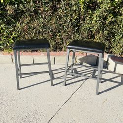Set Of Two Square Backless  Stool Chairs 