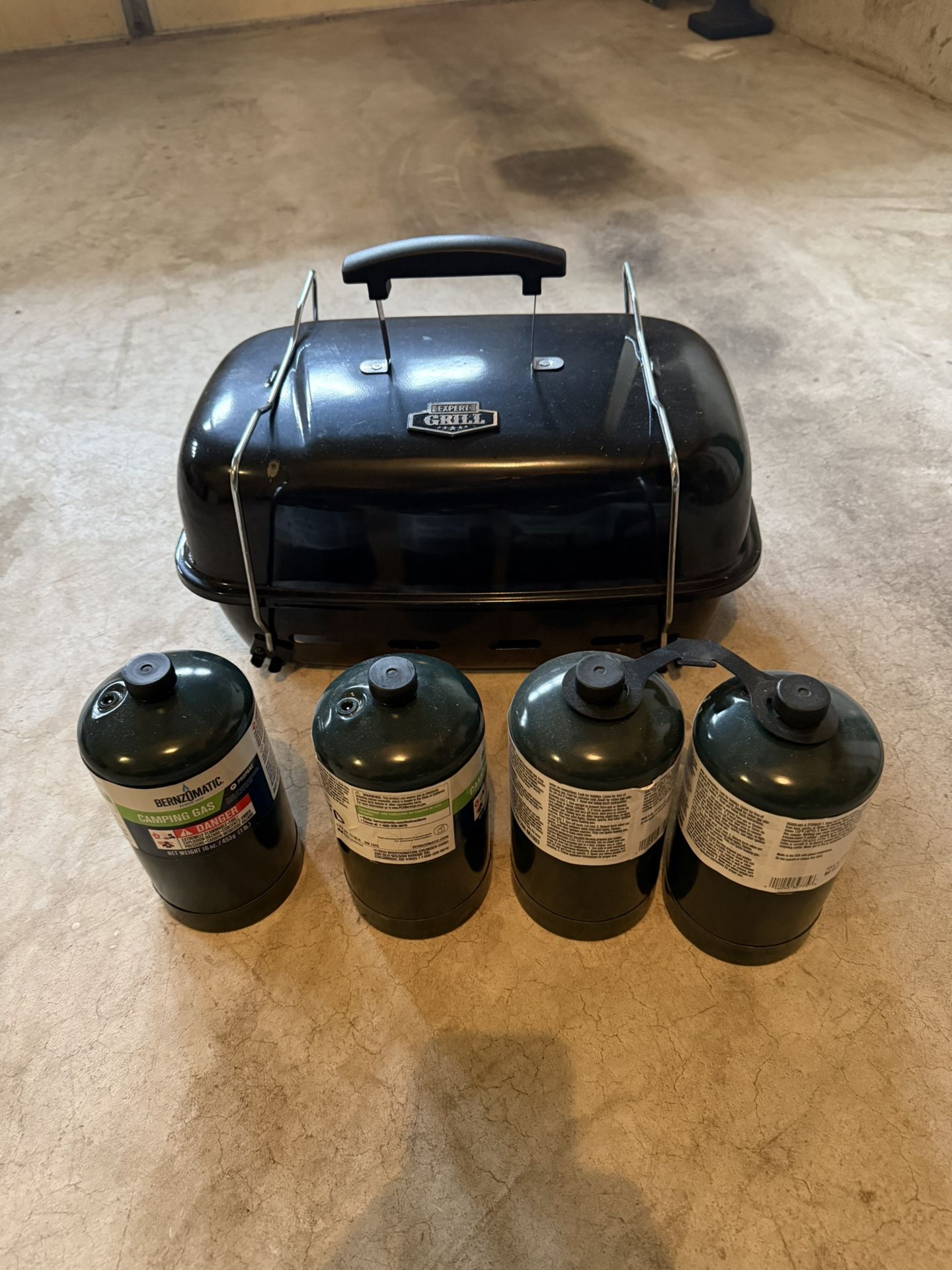 Portable Grill With 4 Small Propane Canisters