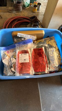 Box of party decorations