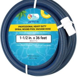 U.S. Pool Supply Pool Vacuum Hose - 1-1/2" x 36' Professional Heavy Duty Pool Hose for Inground, Spiral Wound with Kink-Free Swivel Cuff - Connect to 