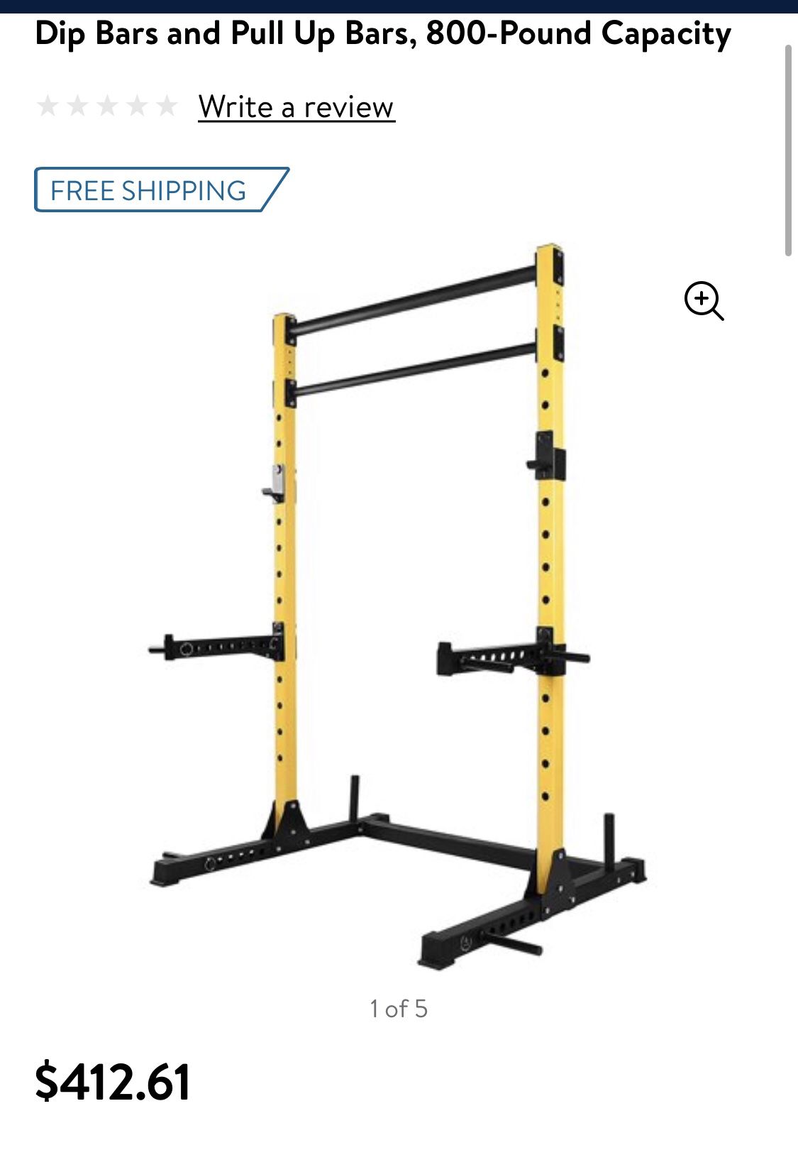 HulkFit Multi-Function Adjustable Power Rack Exercise Squat Stand with J-Hooks, Spotter Arms Dip Bars and Pull Up Bars, 800-Pound Capacity