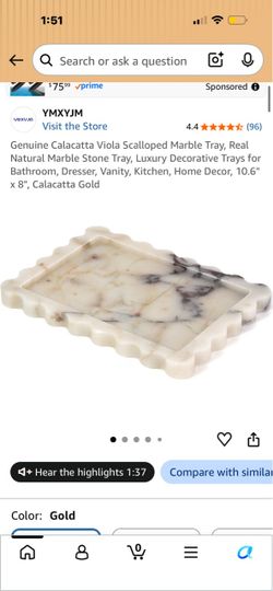 BRAND NEW Real Calacutta gold Marble Tray – 38% OFF Retail!