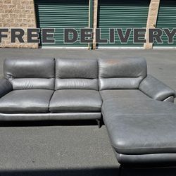 Leather Grey Sectional - Free Delivery 🛻💨 