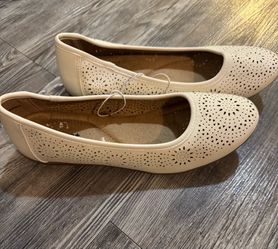 Cream Perforated Ballet Flats size 7