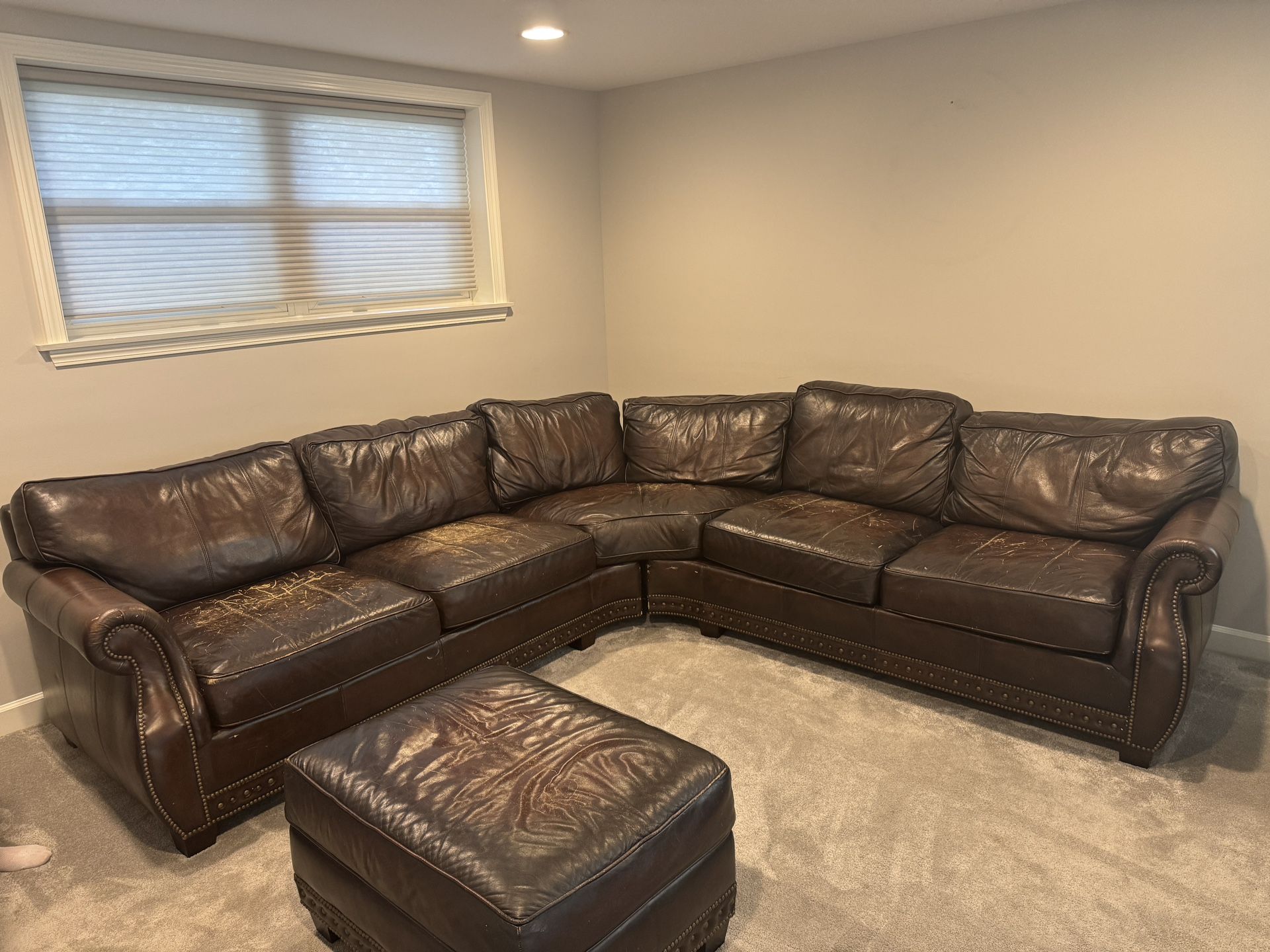 FREE Leather Sectional & Ottoman 