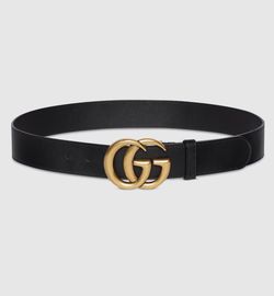 Gucci GG Marmont 1.5” Wide Belt – Black Leather, No Belt Loop