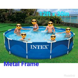 12ft x 30in Intex Metal Frame Swimming Pools +Pump and Filter NEW❗️