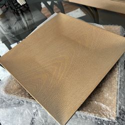 Square Gold Wooden Textured Acrylic Charger Plates Qty: 80
