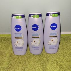 3 Nivea Pampering Body Wash Coconut & Almond Milk 20oz 