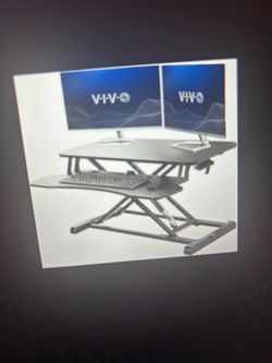 36 inch desk converter, K series, height adjustable sit to stand riser, Dual Monitor and Laptop workstation and wide keyboard tray, black,