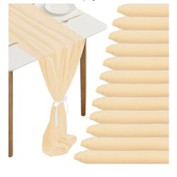 s 10Ft Chiffon Table Runner Champagne Sheer Table Runner Romantic Chiffon Table Runners for Wedding Birthday Party Bridal Baby Shower Table Decoration