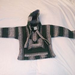 MEXICAN PONCHO BAJA HOODIE SIZE KIDS MEDIUM