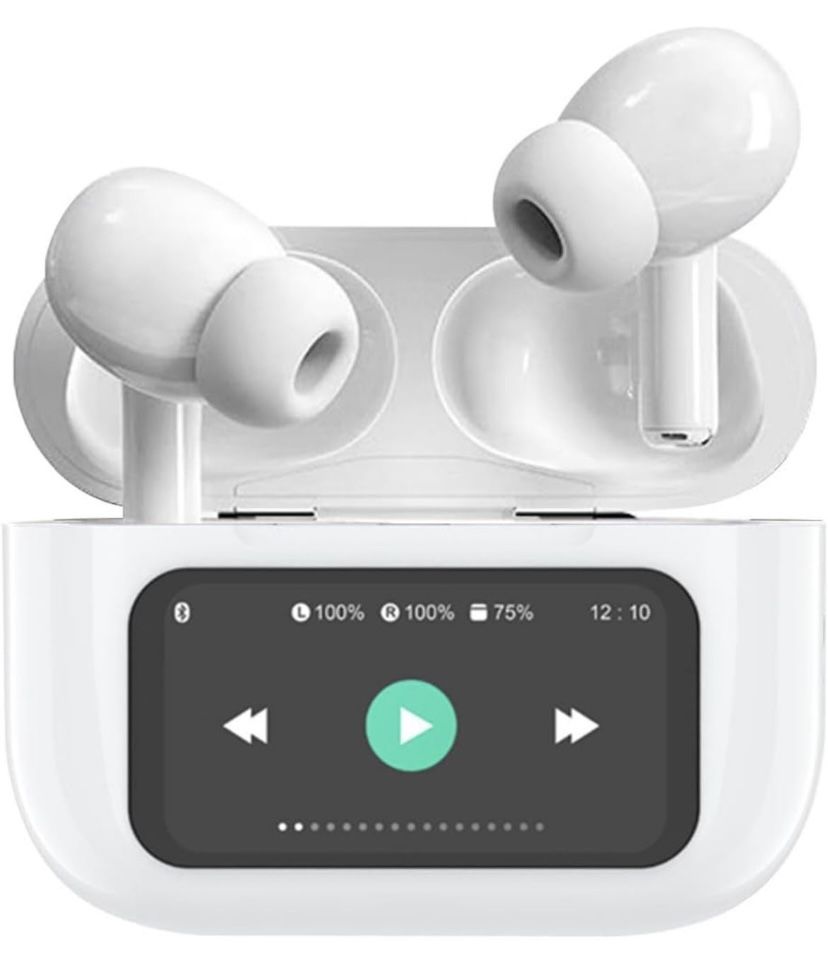 Wireless Earbuds Bluetooth Headphones with LED Display,Stereo in Ear Noise Canceling Waterproof USB-C Headphones with Mic for iPhone Android iOS.