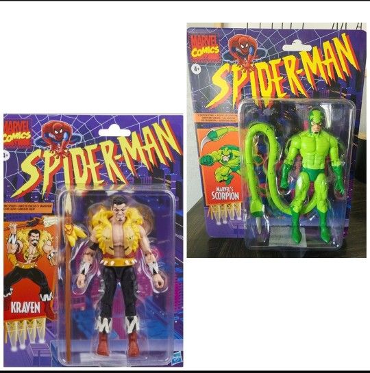 🔥🔥Marvel Legends Retro Scorpion & Kraven. ***Spider-Man Villans Deal***