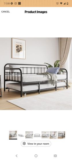 Black Metal Daybed with Trundle