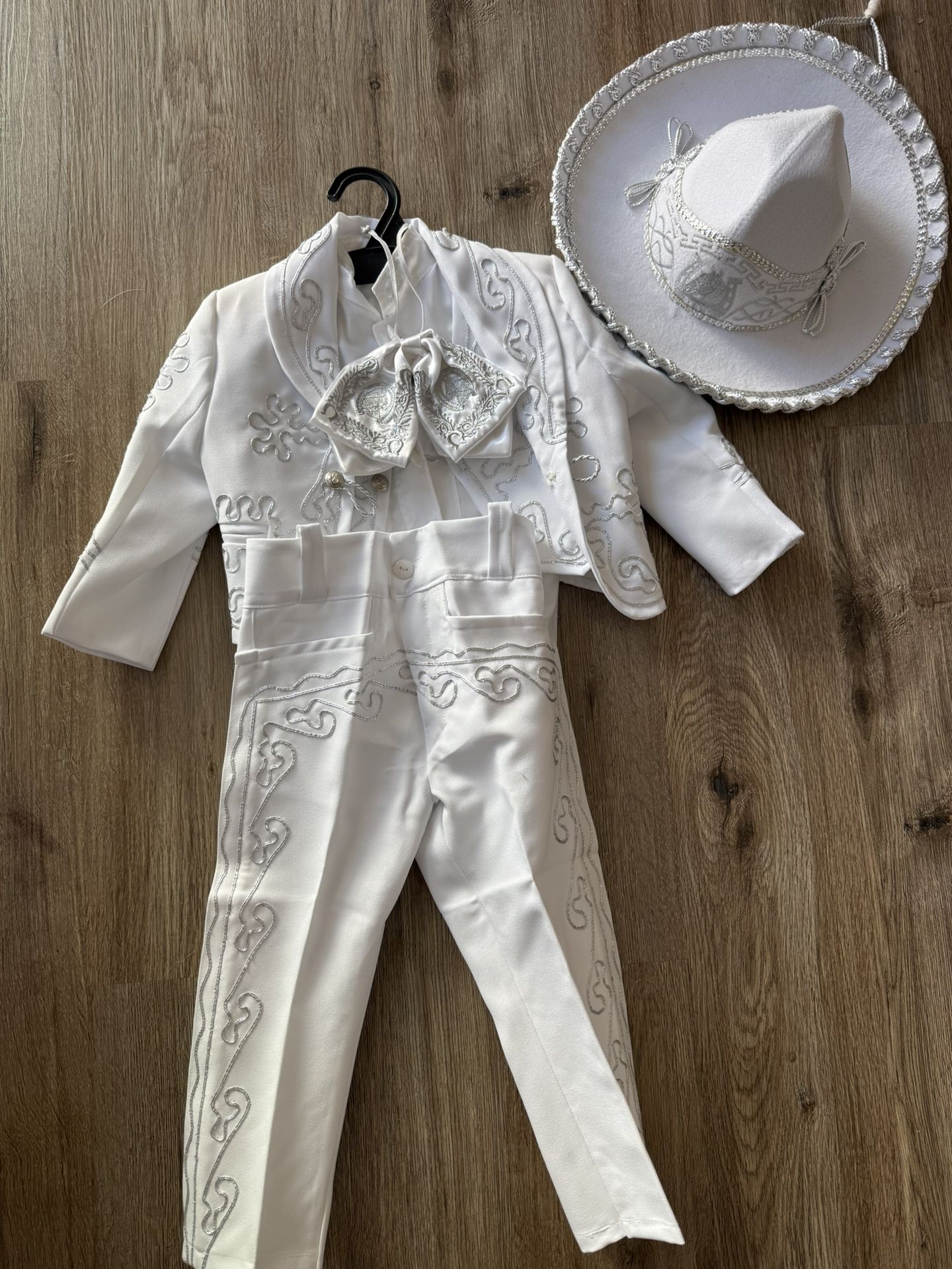New White Charro Suit For Toddler 2/3