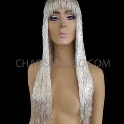 Cher Beaded Wig- Silver 