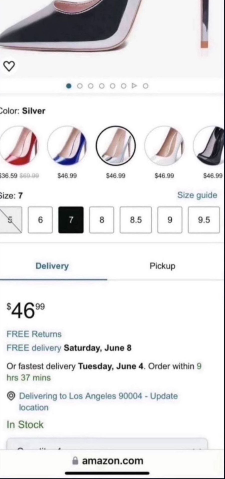 Silver high heels $20 never used size 7. 