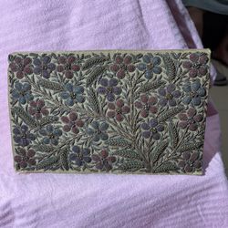 Vintage Beaded Yellow/gold Satin Ladies Purse
