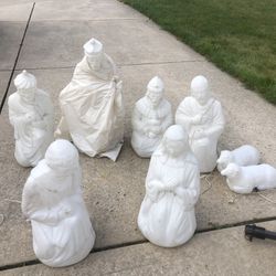 Large Blow mold Nativity Set - White