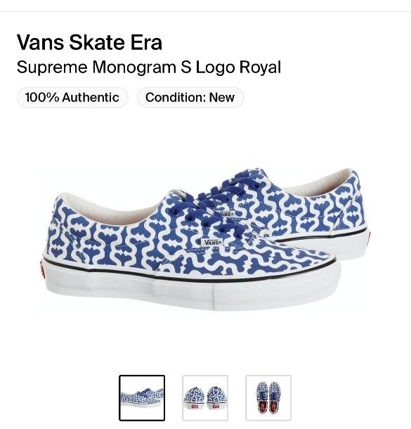 Supreme Vans Monogram S Royal Blue Size 11