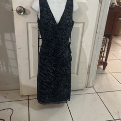 Anne Taylor Blue Printed Dress Size2