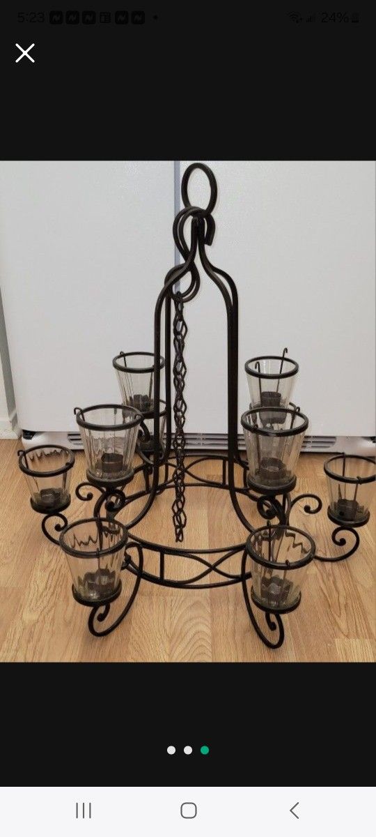 Wrought Iron Indoor Outdoor Candalier Candle Chandalier