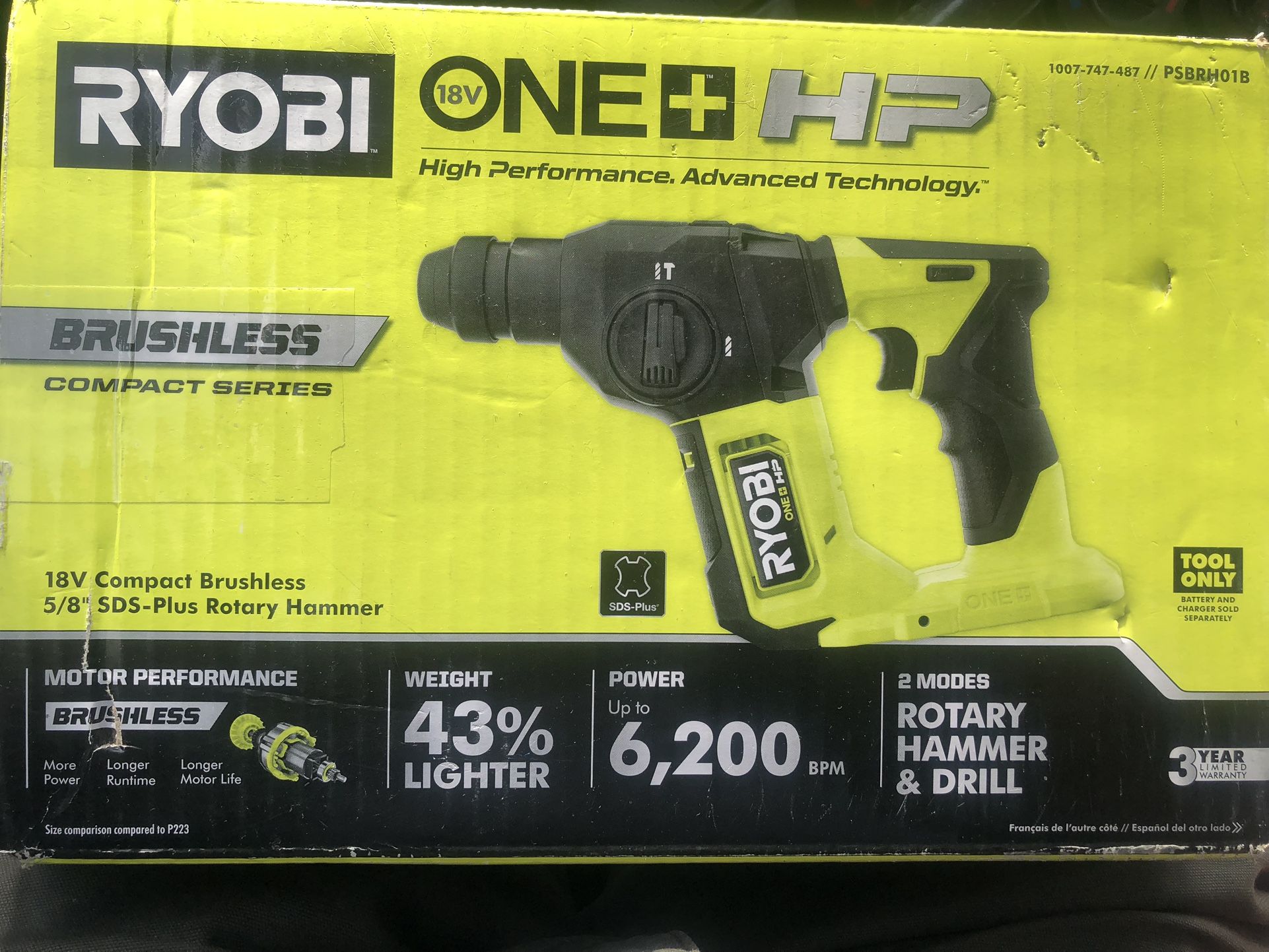 Ryobi 18v SDS Rotary Hammer / Drill ! New Battery Charger Included !!! Delivery ,Cheap 