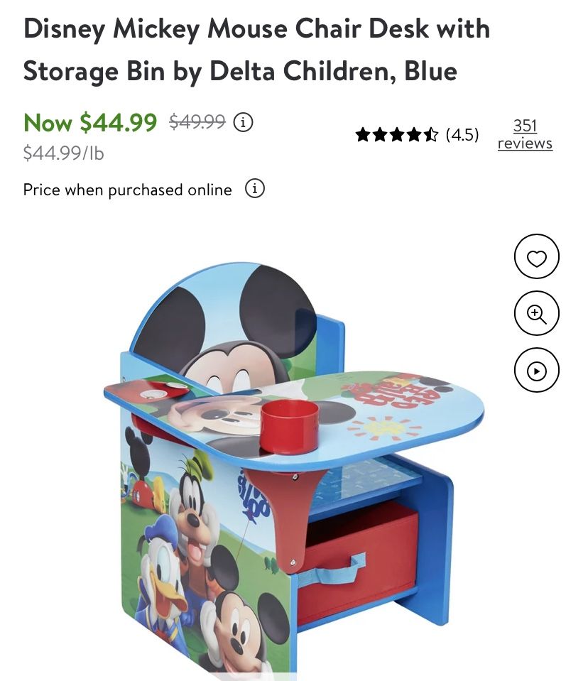 Delta Children Chair Desk with Storage Bin Disney Mickey Mouse