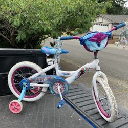 Child Children Kid Disney Frozen Elsa Bicycle Bike Trike 16” Wheels with Training Wheels Like New