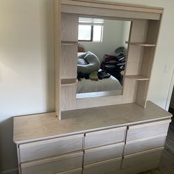Dresser with mirror and two night stands