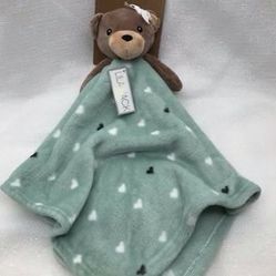 Lila & Jack Bear White Hearts Green Security Blanket Oversized Fleece Lovey