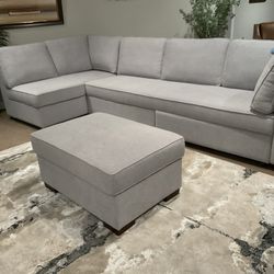 New light gray fabric upholstered doubler sleeper sofa by serta
