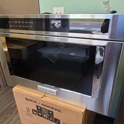 Like New 2021 KitchenAid 24" Wide Built-in Microwave Oven Drawer Stainless Steel 