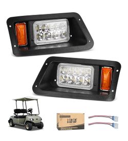 10L0L Golf Cart Head Light Kit for Yamaha Yamaha G14 G16 G19 G22 Gas or Electric Golf Cart - Front Driver Side and Passenger Side Replace 12V Headligh