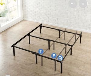 Zinus Compact Adjustable 7 inch Heavy Duty Bed Frame, for Box Spring & Mattress Sets, Fits Twin Full Queen