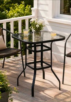 Glass Top Bar Height Patio Table #152