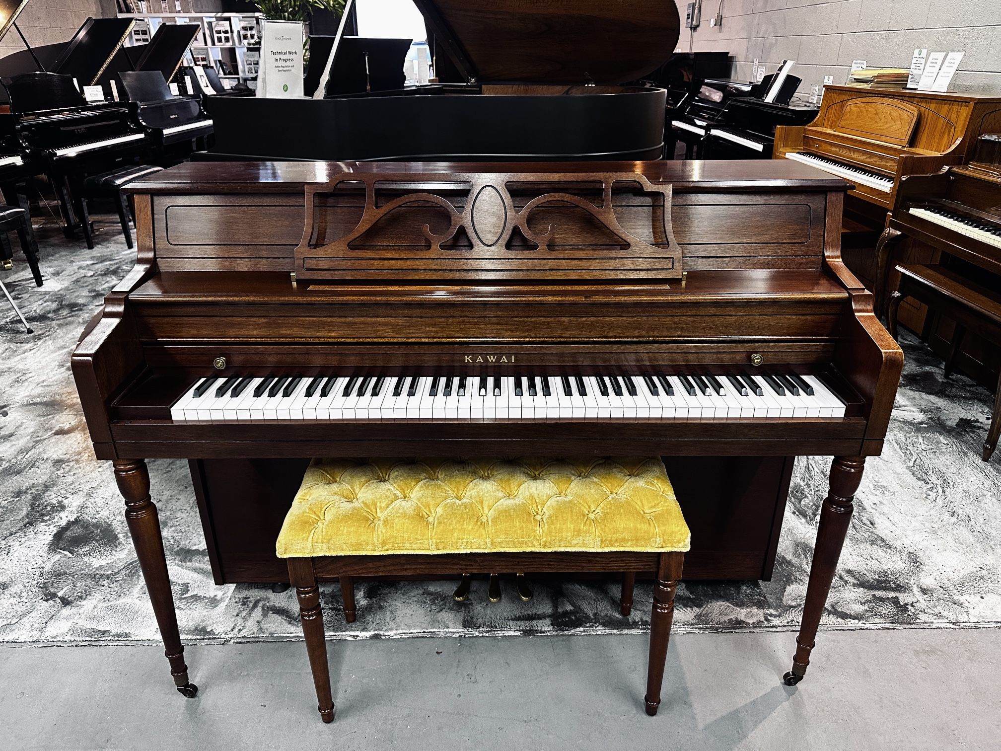 Kawai 42" Model 502-T Walnut Semi-Gloss Studio Upright Piano