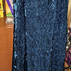 Sleeveless XL Turquoise Crushed Velvet Maxi Dress