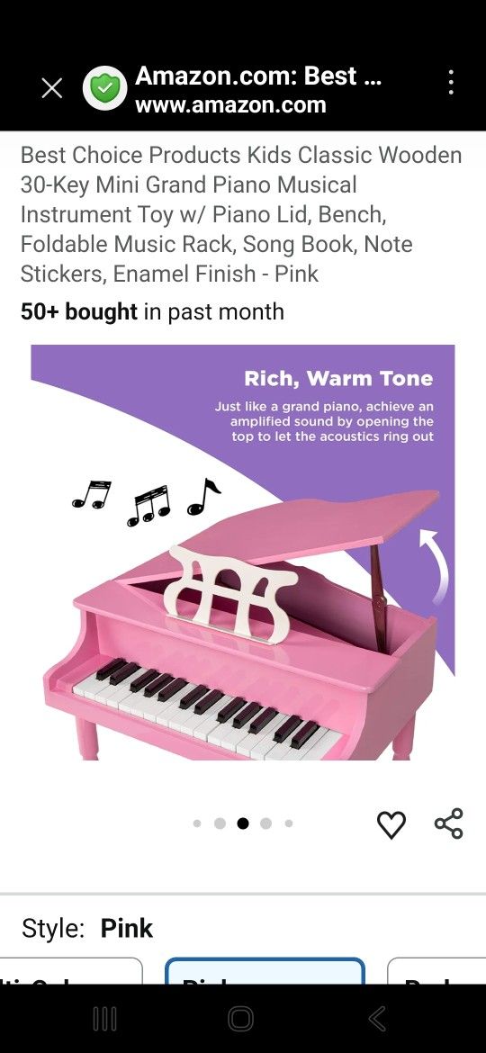 New Kids Real Grand Piano Pink Ages 1 - 5