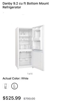 Danby 9.2 cu ft Bottom Mount Refrigerator, White