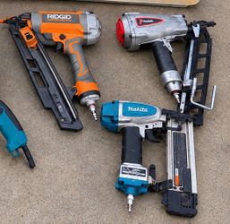 Lot of 3 Pneumatic Nail Guns – RIDGID, Makita, Paslode