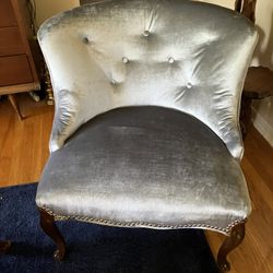 Antique velvet reupholstered chair