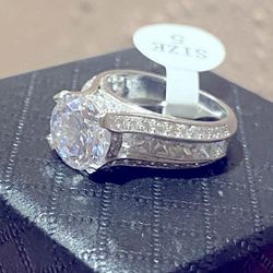 3ct Diamond Channel Set Ring 925 Sz 5 