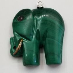 Green Malachite Elephant Pendant 