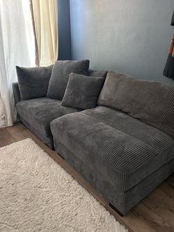 Gray love seat sofa