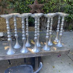 10 silver painted centerpieces for wedding or quinceanera